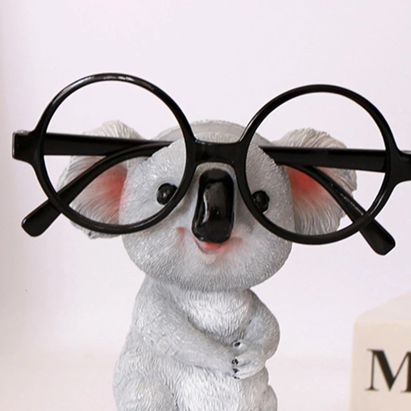 Koala Figurines Glasses Holder Resin Animal Statues Sunglasses Eyeglasses Pen Display Stand Desktop Ornament 250716
