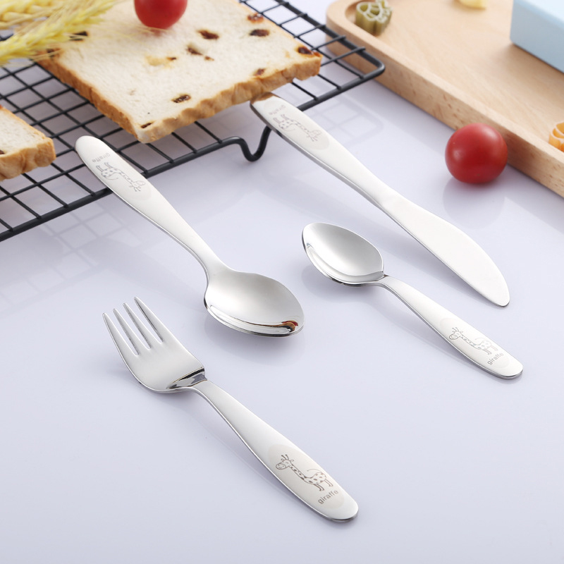 New Deer Children's Four-Piece Set Spoon Cutlery 304 Stainless Steel Western Style Knife Fork