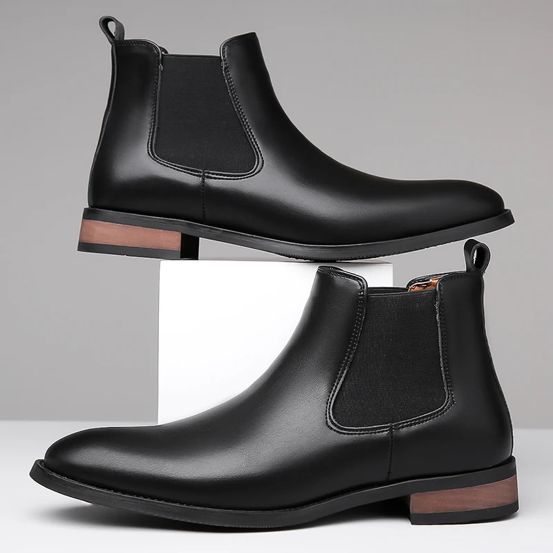 Arrival Male Chelsea Boots Casual Slip on Business Boots Fashion Cowboy Mens Ankle Boots High Top Leisure Walking Footwear 250715