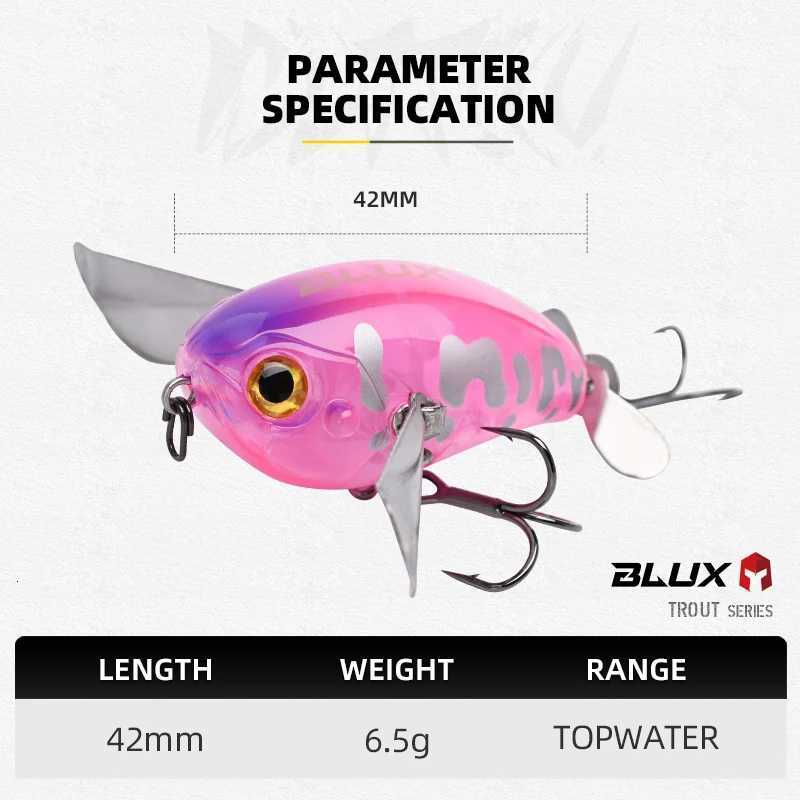 BLUX Micro BUTTIN Pompadour Topwater Crawler 6.5G Wobbler Noisy Fishing Lure Crankbait Freshwater Bass Perch Artificial Bait Z250717