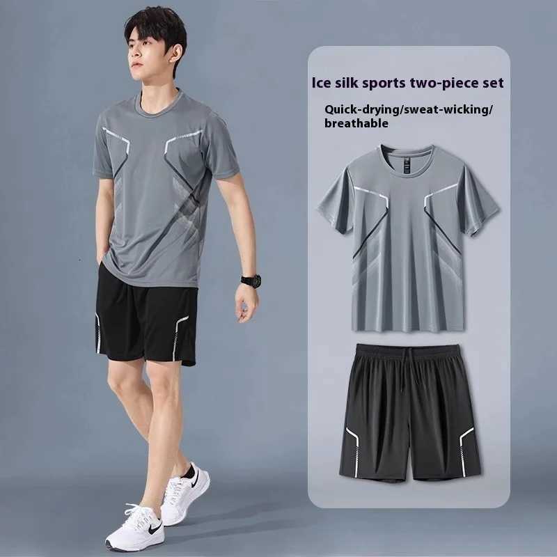 Sportswear Suit Mens Running Short-Sleeved Ice Silk Summer Speedos Basketball Uniform Fitness Clothes Shorts Summer Pajamas W250717