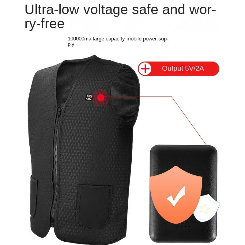 Men Autumn Winter Smart Heating Cotton 5 Area Vest Heated V Neck Vest Women Outdoor Flexible Thermal Winter Warm Jacket M-4XL 250716