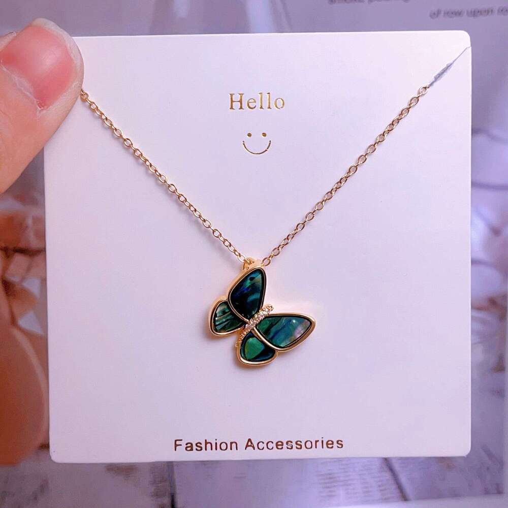 Titanium Steel Chain Butterfly Necklace For Women, Niche Design, French Style, Versatile, Light , Abalone Shell Accessories Factory Ee5
