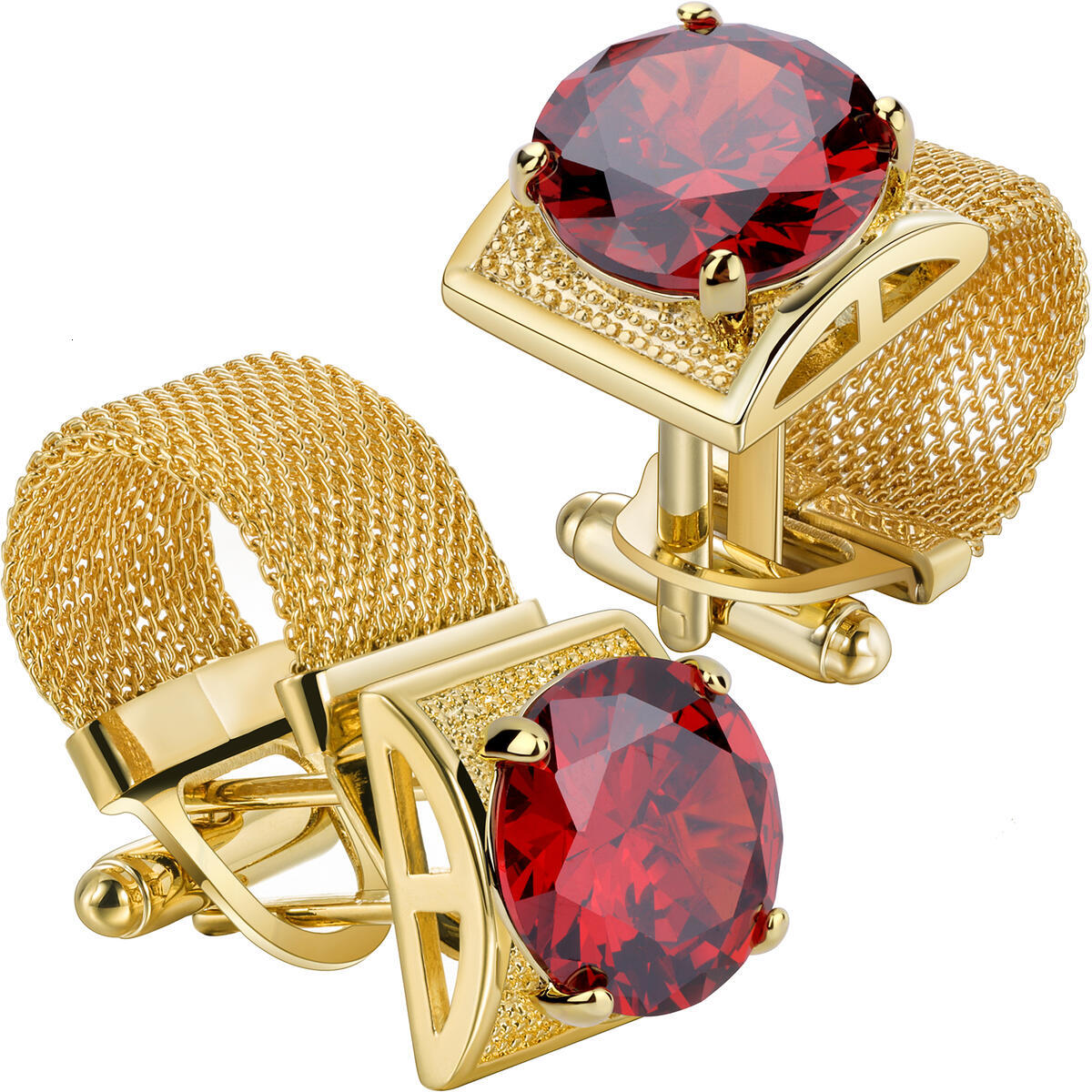 HAWSON Mens Crystal Cufflinks with Chain-luxury Shiny French Shirt Cufflinks wedding business gift accessories, Birthstone cuff