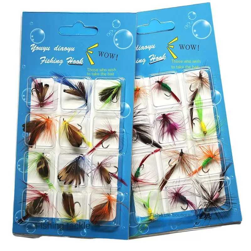 12pcs Natural Insects Flies Set With Dry Fly Tying Sharpened Hook Fake Artificial Bait For Carp Trout Topwater Z250717