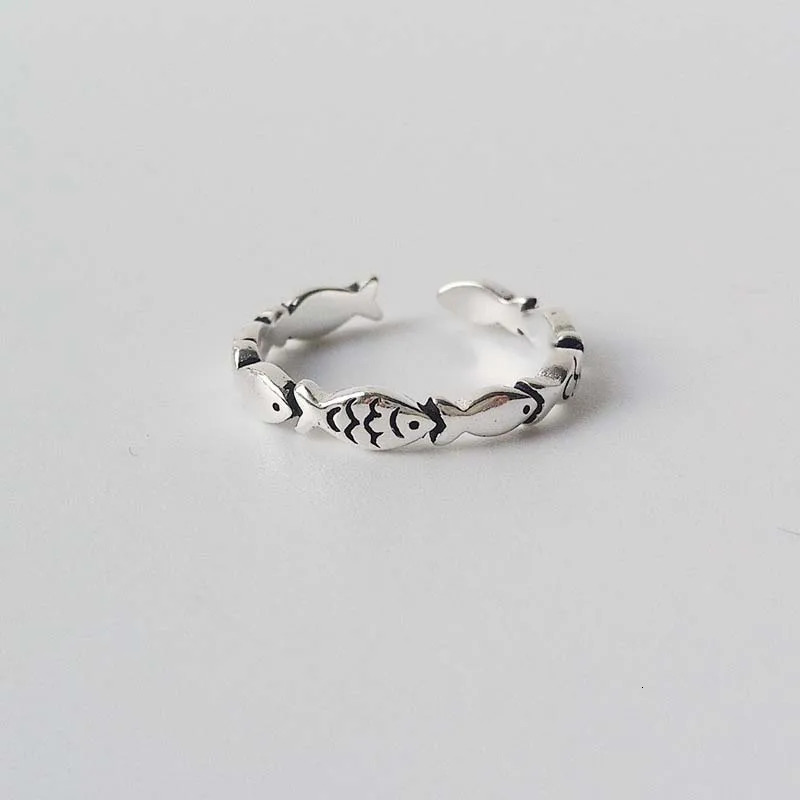 Vintage Silver Color Fish Couple Rings for Women Lover Fashion Creative Adjustable Opening Finger Ring Jewelry Valentines Day 250704