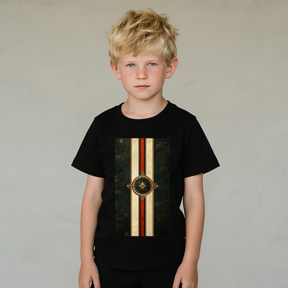 ddmywed Boy and girl Children's T-shirt T-shirt with a gold and red stripe on the front