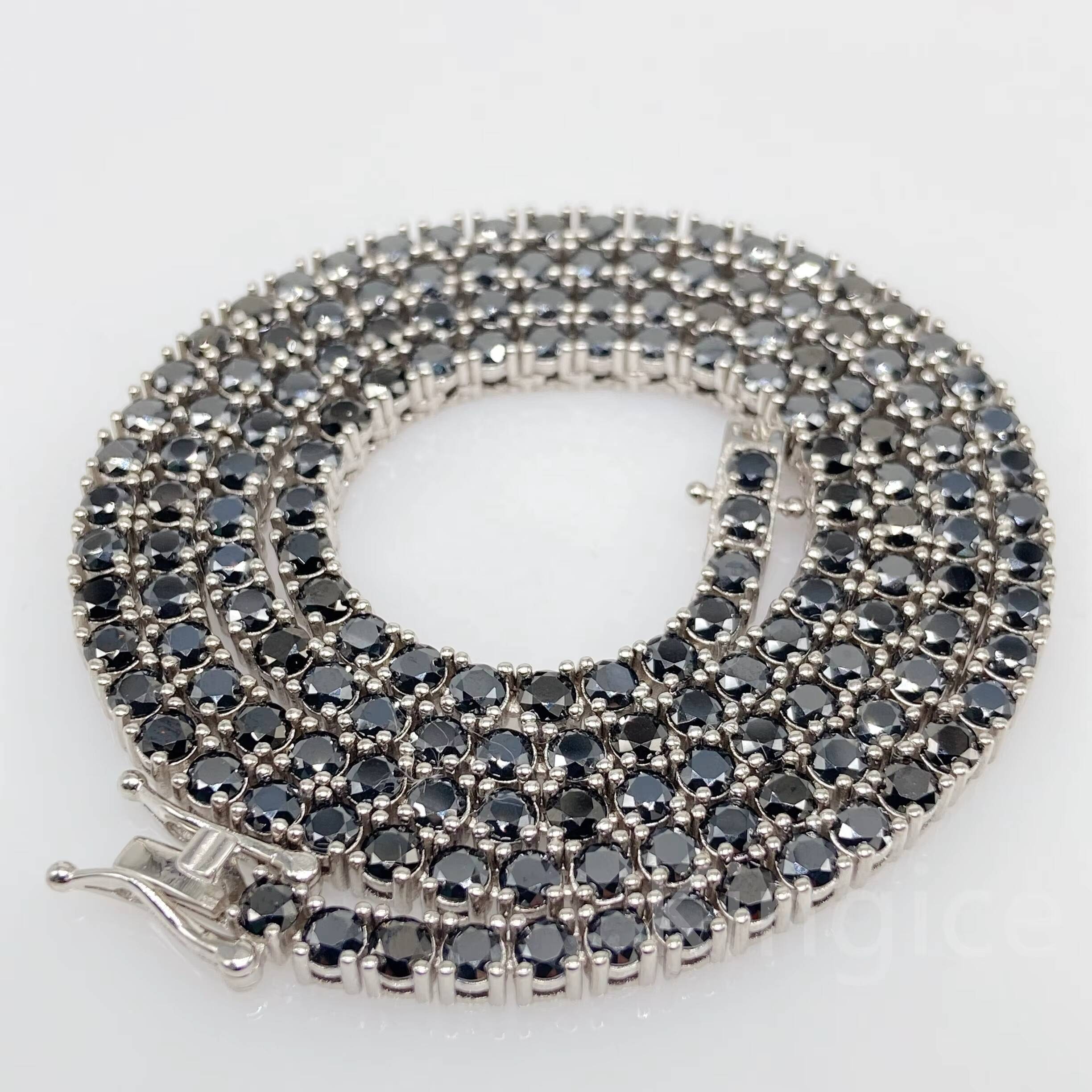 5MM Luxury Diamond Necklace Sterling Silver 925 VVS Black Moissanite Tennis Chain