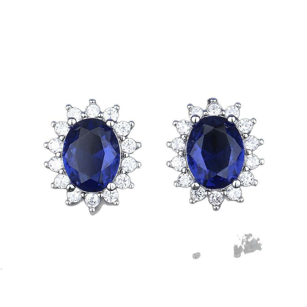 Exquisite Personality Blue Helix Stud Zircon Earrings for Women Niche Autumn Winter High-end Necklace Sier-plated Ring 159