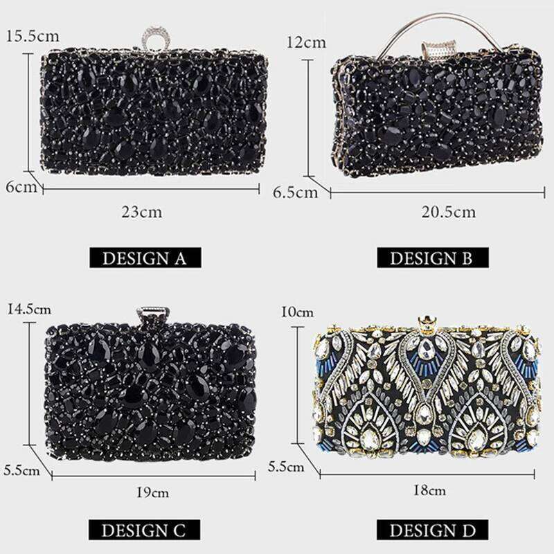 Bag Beaded Crystal Lady Wedding Purse Rhinestones Handbags Sier Black Evening Clutch Bags for Women