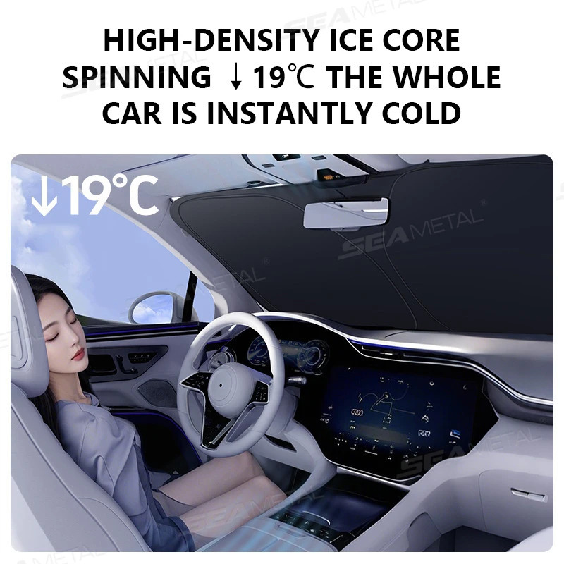 SEAMETAL Car Windshield Sun Shade Cover Black Glue Coating Sunshade Foldable Thicken Front Window UV Refletive Protection Cover 250715