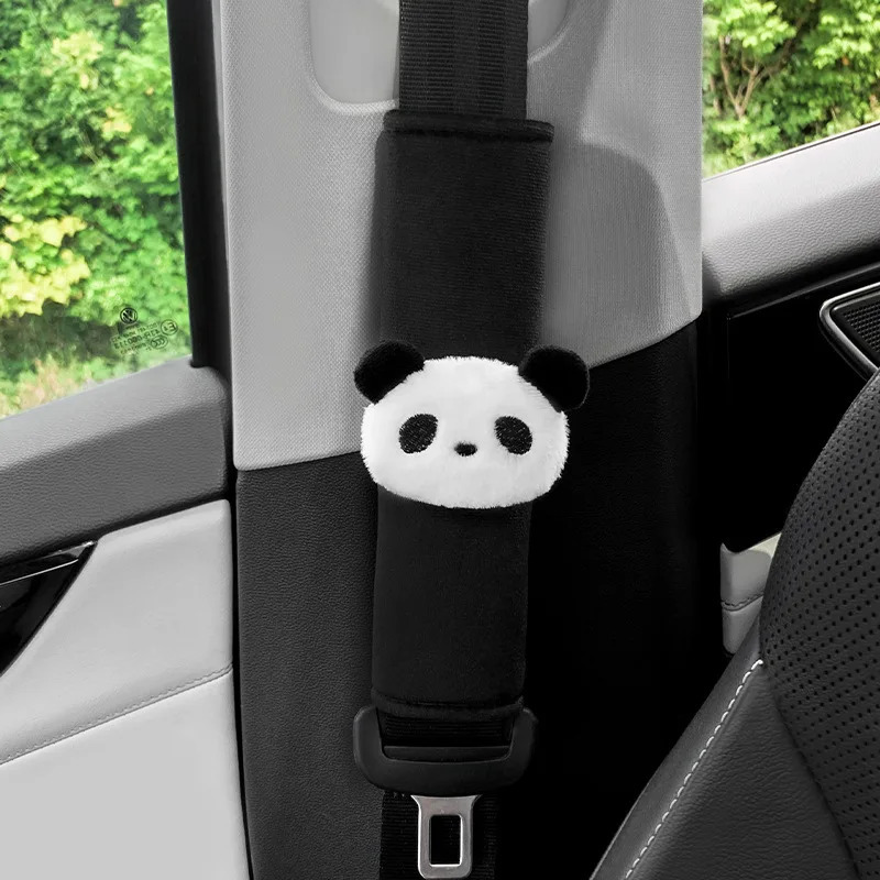 Plush Panda Car Seat Belt Shoulder Protection Sheath Anti-strangling Protection Sleeve Car Accessories Interior Decoration 250715