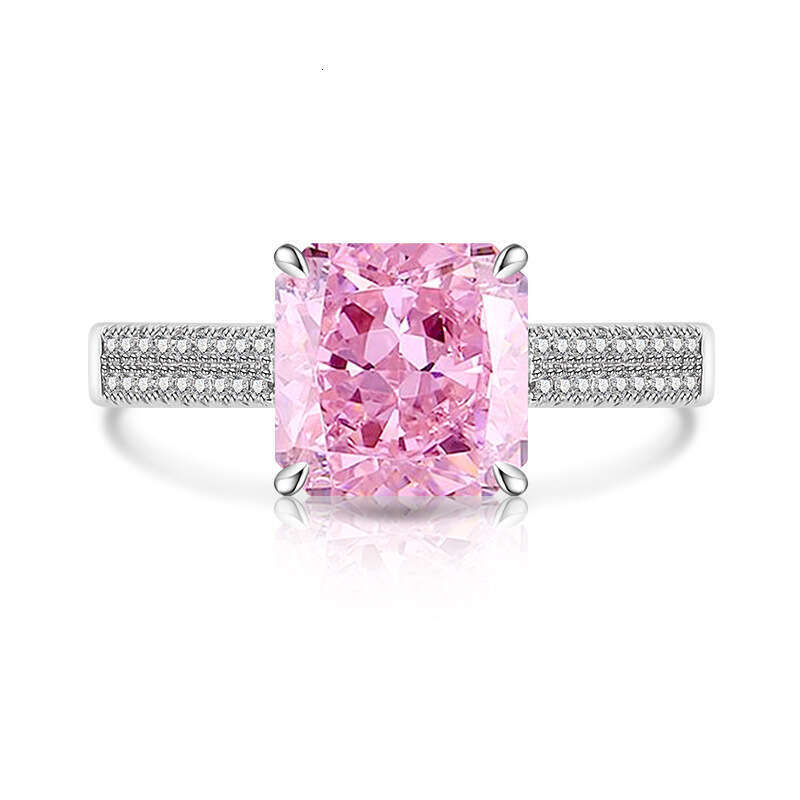 Sparkling Gemstone Ice Flower Cut Inlaid High Carbon Diamond Fashion Classic Ring Live Streaming b9b