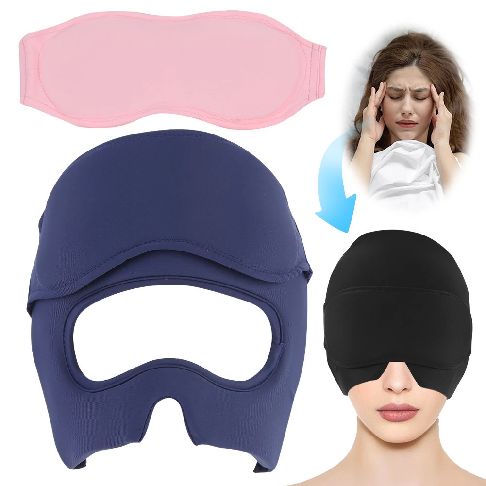 Migraine Relief Hat Headache Ice Cap with Removable Eye Mask Migraine Ice Head Wrap Head Heat Treatments Hat for Men Women 250716