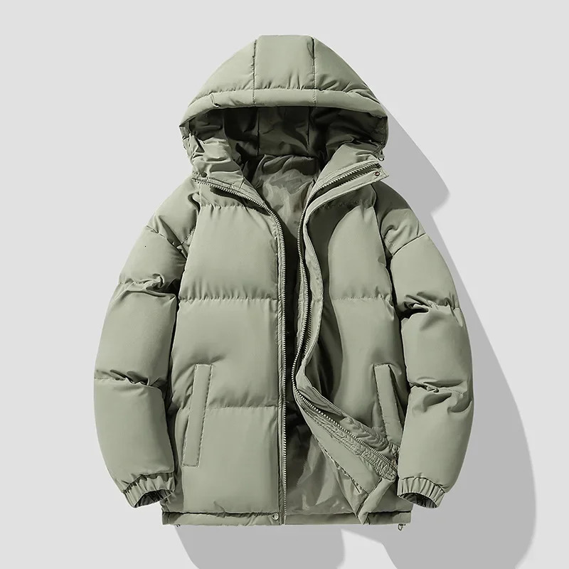 AutumnWinter Cotton Coat Jacket Down Cotton-Padded Thickened Hooded Puffer Jacket For Men And Women Casual Loose Fit Outerwear 250716