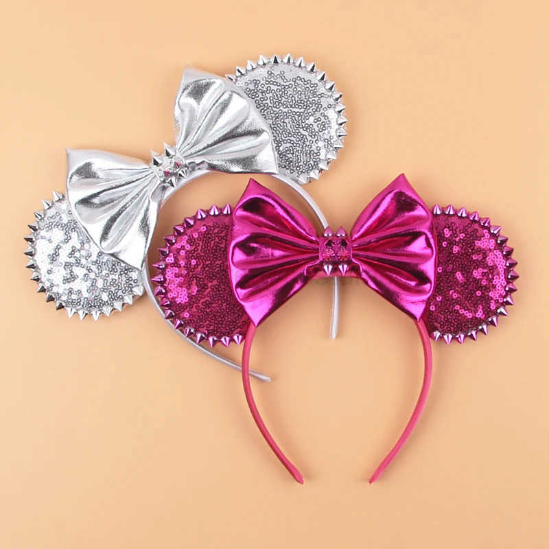 Disney New Halloween Mouse Ears Headband for Girls Women Sequin 5 Bow Hairband Girls Party Festival Gifts DIY Cosplay Hair Accessories W250717