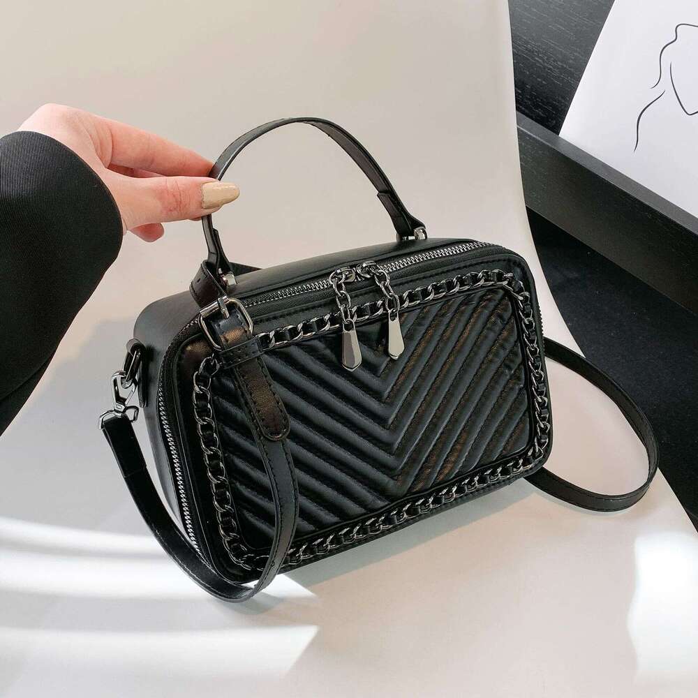 Women's Braided Shoulder Crossbody Embroidered Thread Chain Handheld Small Square Bag