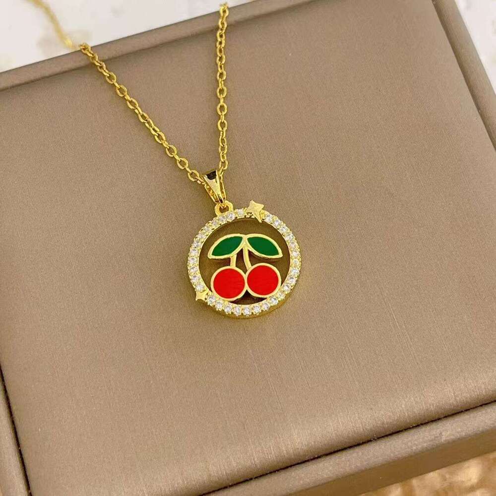 Necklace For Women, Internet Celebrity Year Style, Cherry Temperament, Japanese And Korean Style Accessories, New Fashion Zircon Collarbone Chain Be7