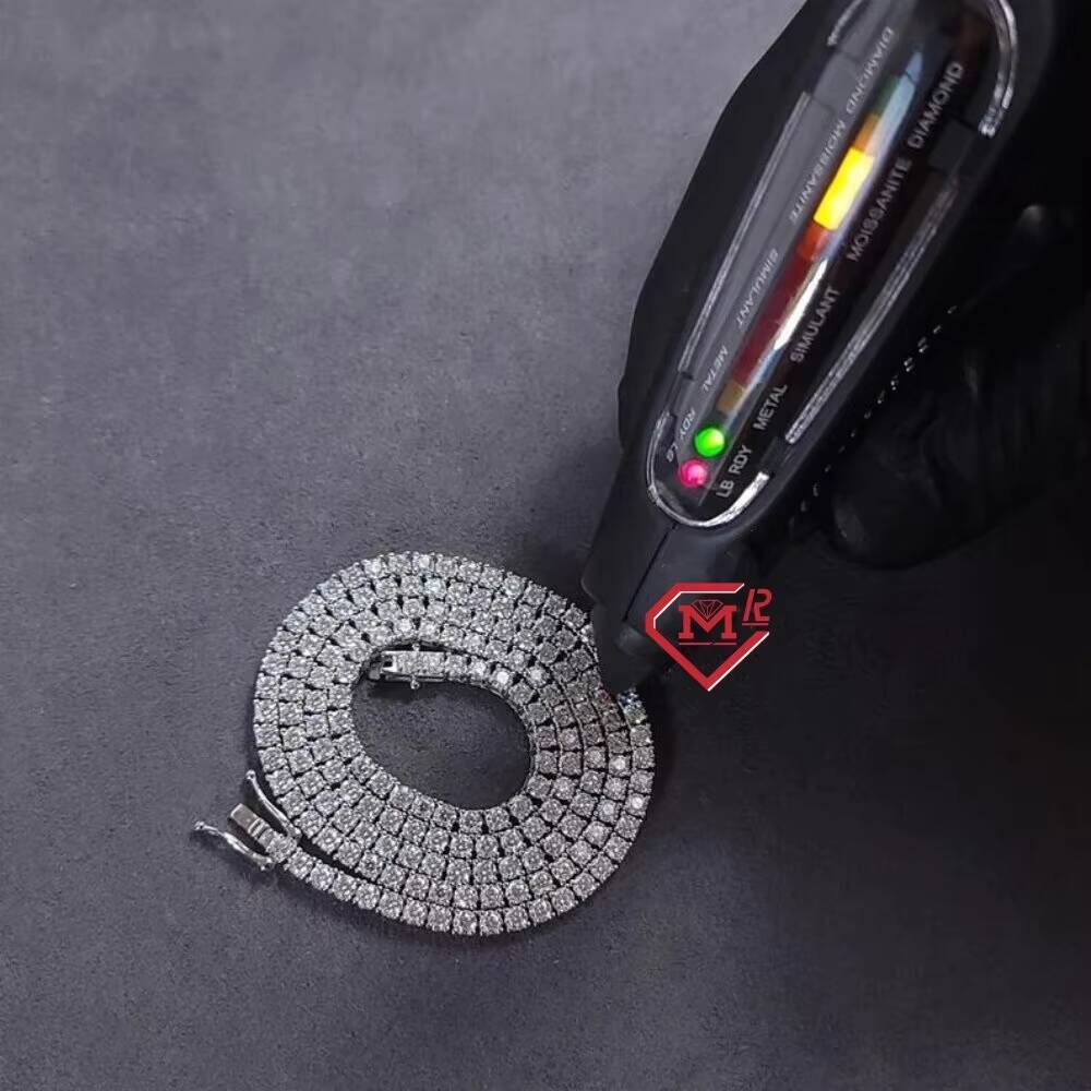 Hot Selling 3MM Tennis Necklace Iced Out VVS Diamond Chain Moissanite Tennis Chain Necklace