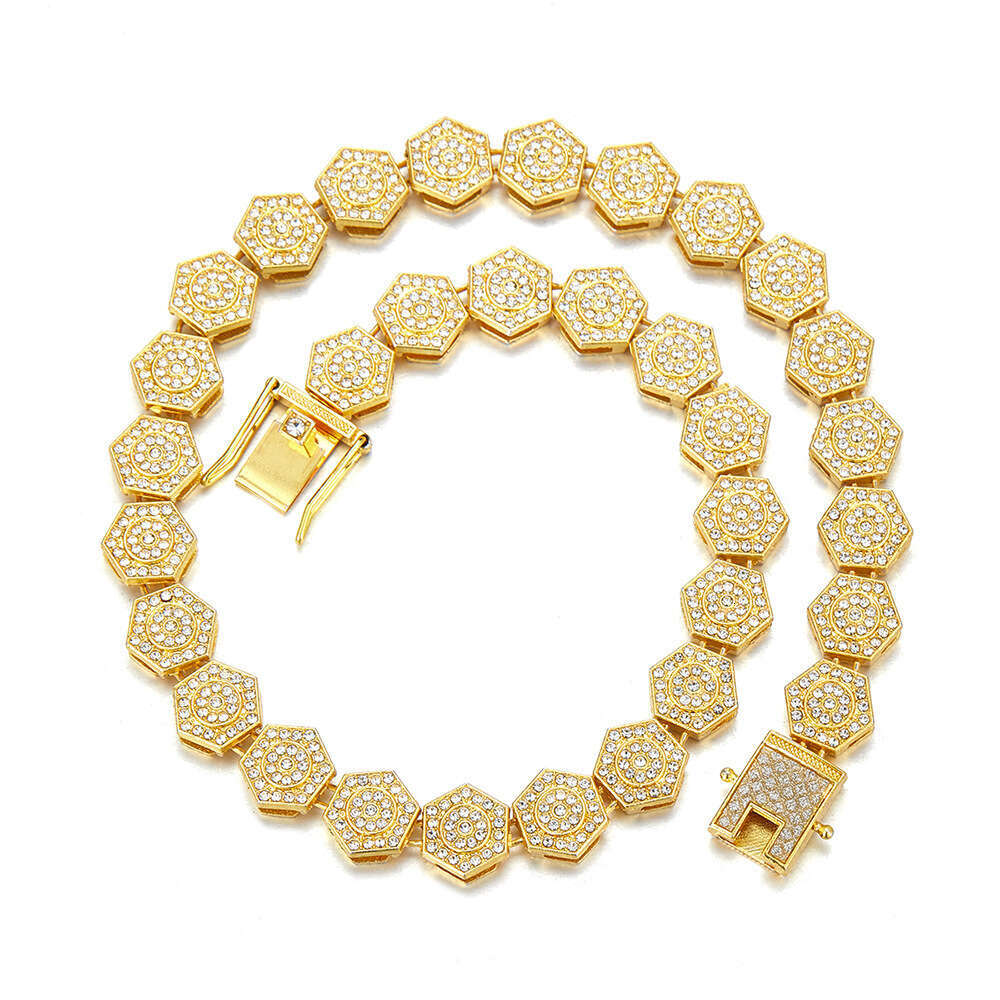 Cubic Sugar Cube Personality Versatile Alloy Full Dia 13mm Cuban Chain Necklace