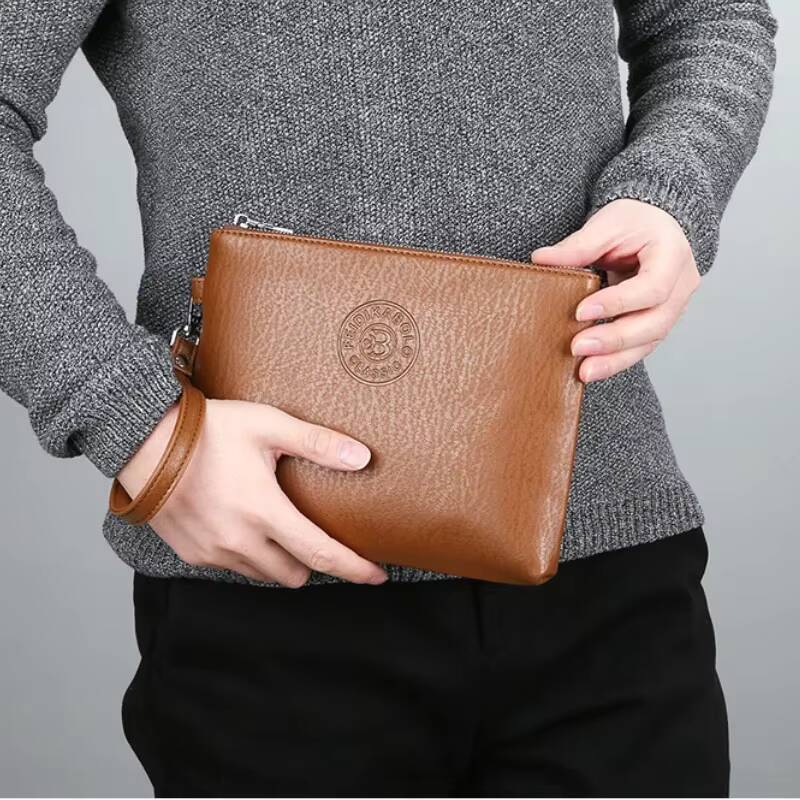 New Business Style Mens Clutch Large Wallet Soft PU Leather Male Wristlet Pack Bag Elegant Leisure Stylish Hand Bags Man Pouch ddmynov