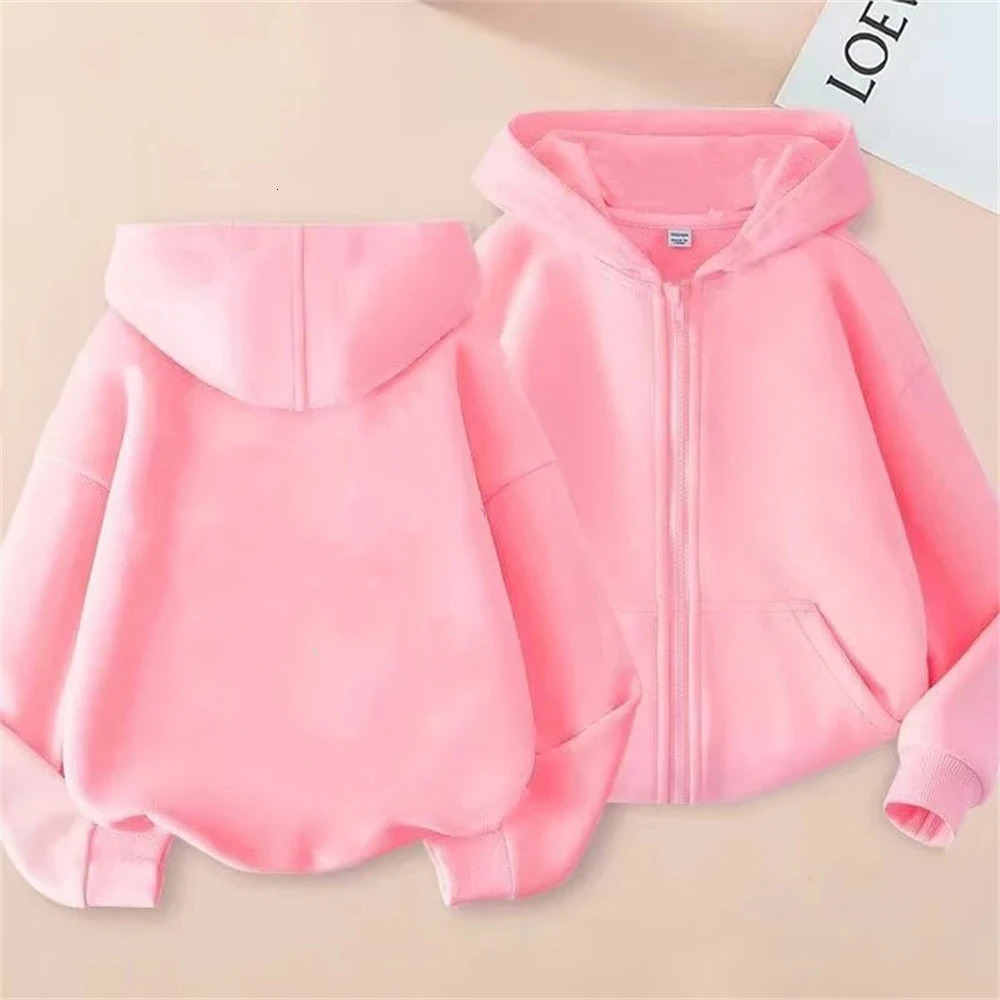 Pink Zipper style Coat Children Hoodies Girls Boys Age 3-12 Pullover Leisure Kids Sweatshirts festival gifts Autumn Winter 250716