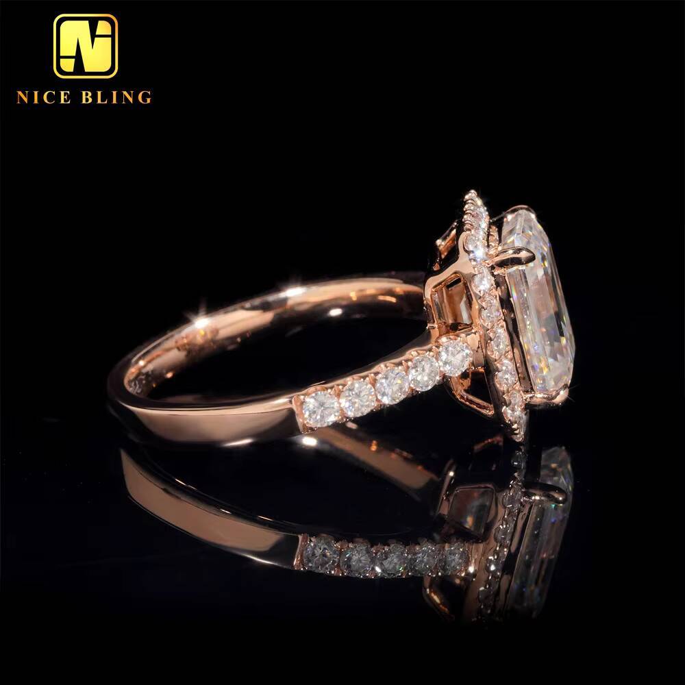 Custom Luxury Jewelry 14K Real Gold Iced Out VVS Moissanite Diamond Wedding Engagement Ring for Women