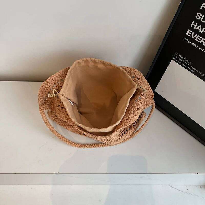 Crochet 2-In-1 Shoulder Bag Set For Women Raffia Boho Rattan Summer Beach Vacation Tote Bags Knitted Design Handbags Female 2025