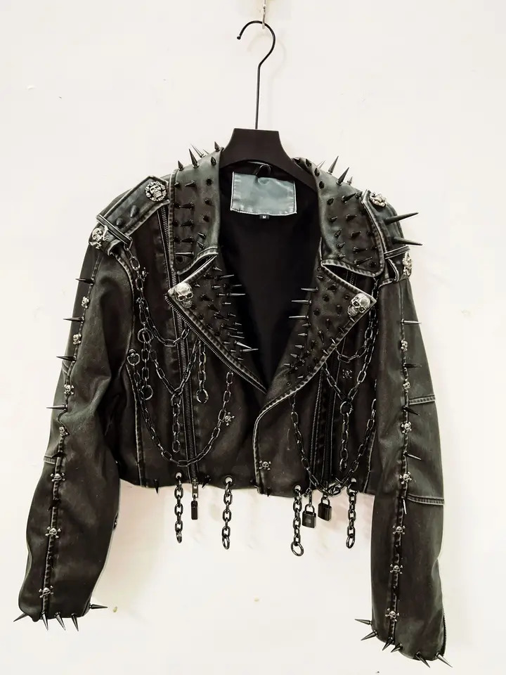 Leather vintage Jacket Skull Jacket gothic Leather vintage Jacket harajuku Jacket gothic clothes y2k clothes gothic Jacket 250717