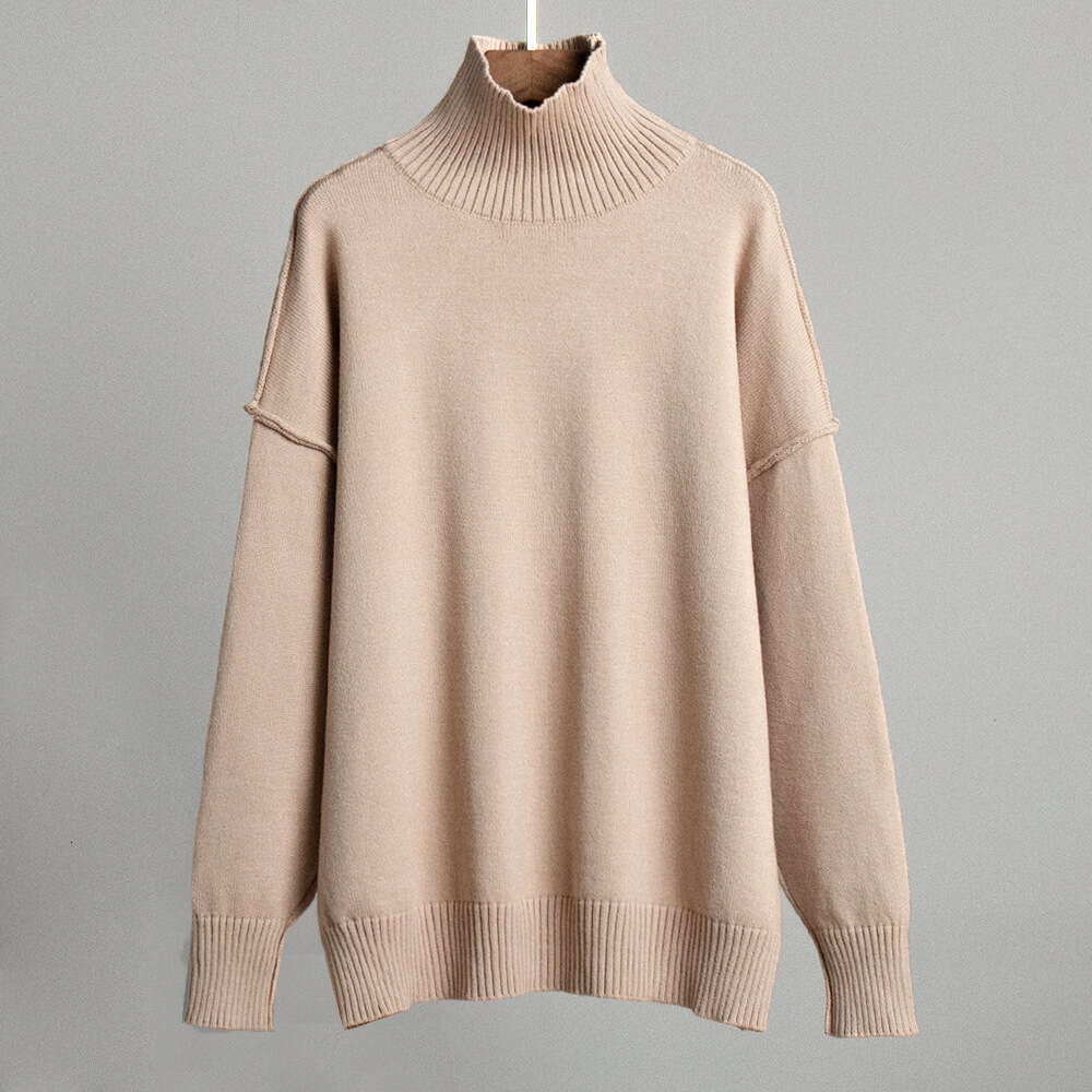 Patchwork Turtleneck For Women, New Autumn Winter Casual Loose Thick Knitted Pullover Sweater B5