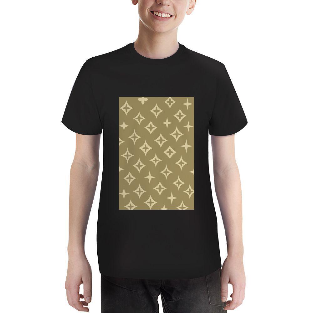 ddmywed Boy and girl Children's T-shirt T-shirt with gold stars on the front and a white background