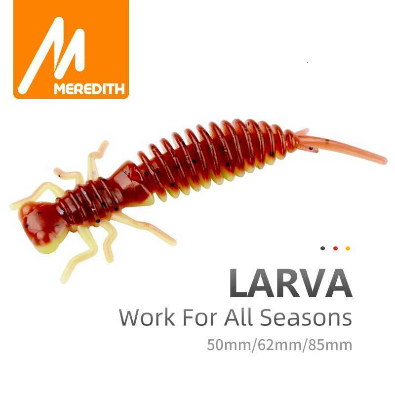 MEREDITH Larva Soft Lures 50mm 62mm 85mm Artificial Lures Fishing Worm Silicone Bass Pike Minnow Swimbait Jigging Plastic Baits Z250717