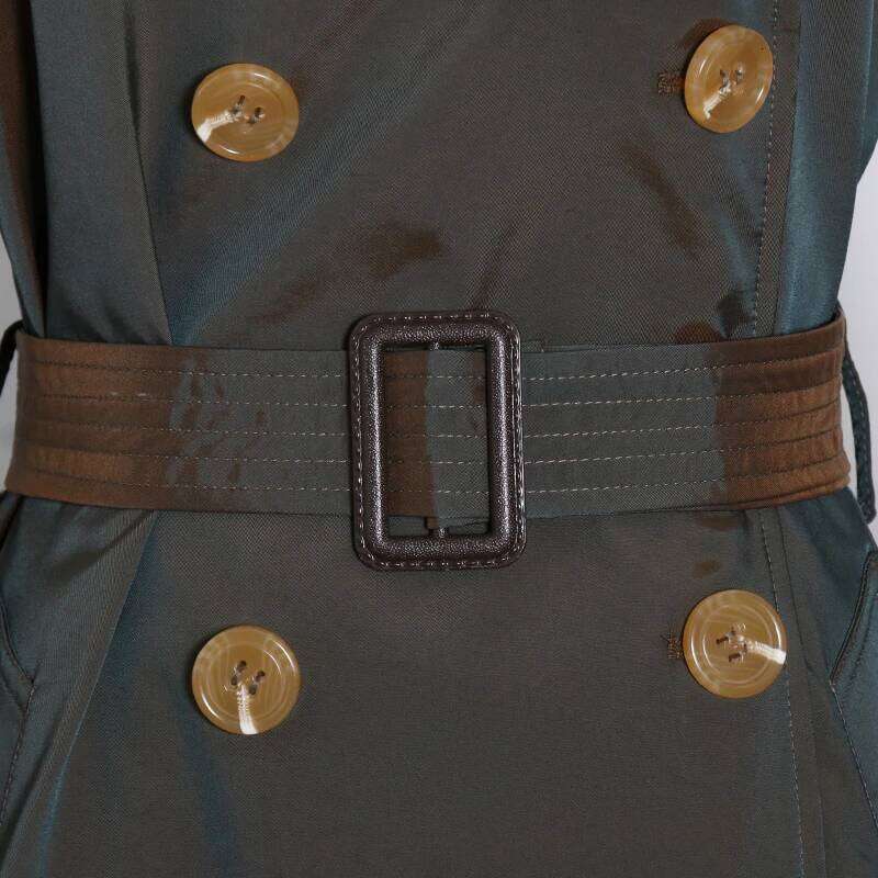 VGH Vintage Patchwork Belts Trench For Women Lapel Long Sleeve High Waist Spliced Buttons Streetwear Windbreakers Female Fashion