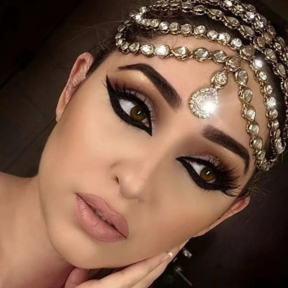 Vintage Trend Rhinestone Head Chain Forehead Headband Indian African Bohemian Hair Accesories Crystal Fringe Tiara Headdress 250716