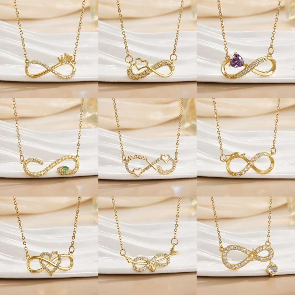 Personalized Design Infinite Loop Zircon Necklace Titanium Steel Figure 8 Collarbone Chain Women's Non-Fading Jewelry E70