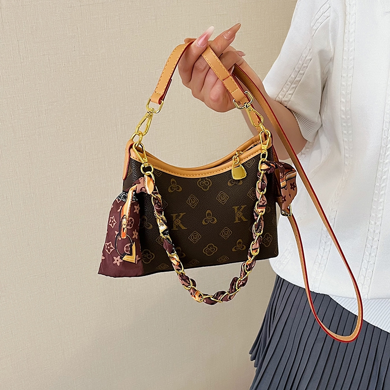 New arrival! Retro and stylish shoulder crossbody bag, versatile silk scarf chain ,niche casual women's bag