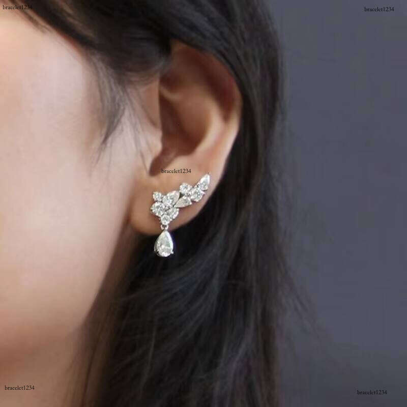 Classic Cluster Studs VVS Women 14k Solid Gold Push Back Prong Setting Moissanite Earrings