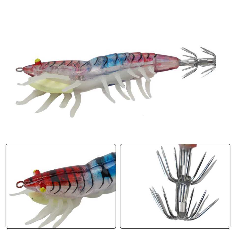Squid Bait Squid Hook Wood Shrimp Squid Hook Soft Leg Shrimp Lure Bait 3D Flash Shrimp 10*5cm Shallow Minnow Longcast Z250717