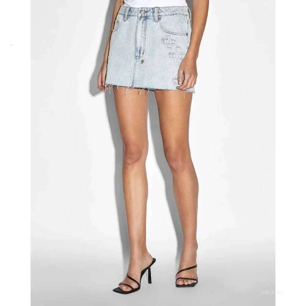 Ksubi Skirt New High Quty Womens Brand Jean Denim Shorts Skirt Girl Ksubi Short Grey Edge Same Spring Black Burnt Ragged L2507247R3N