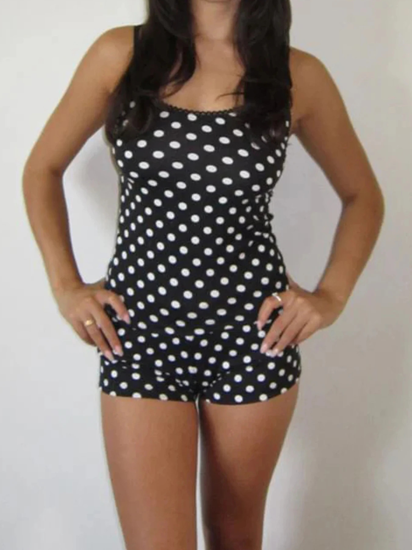 Dot Print Basic Halter Tops Short Womens Sets Simple Cute Causal 2024s Trendy Clothing Fashion Slim 250714