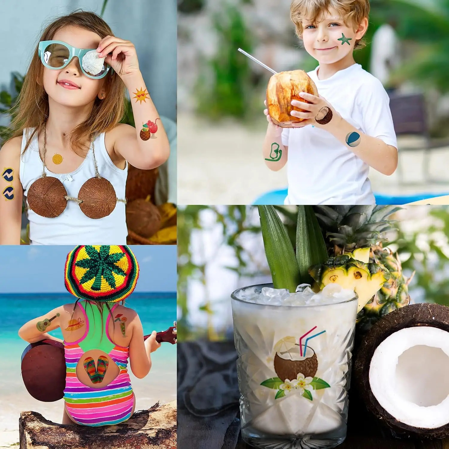 10 Sheets Temporary Tattoos Waterproof For Summer Pool Party Beach Activities Gifts Holiday GameArm Leg Shoulder 250714