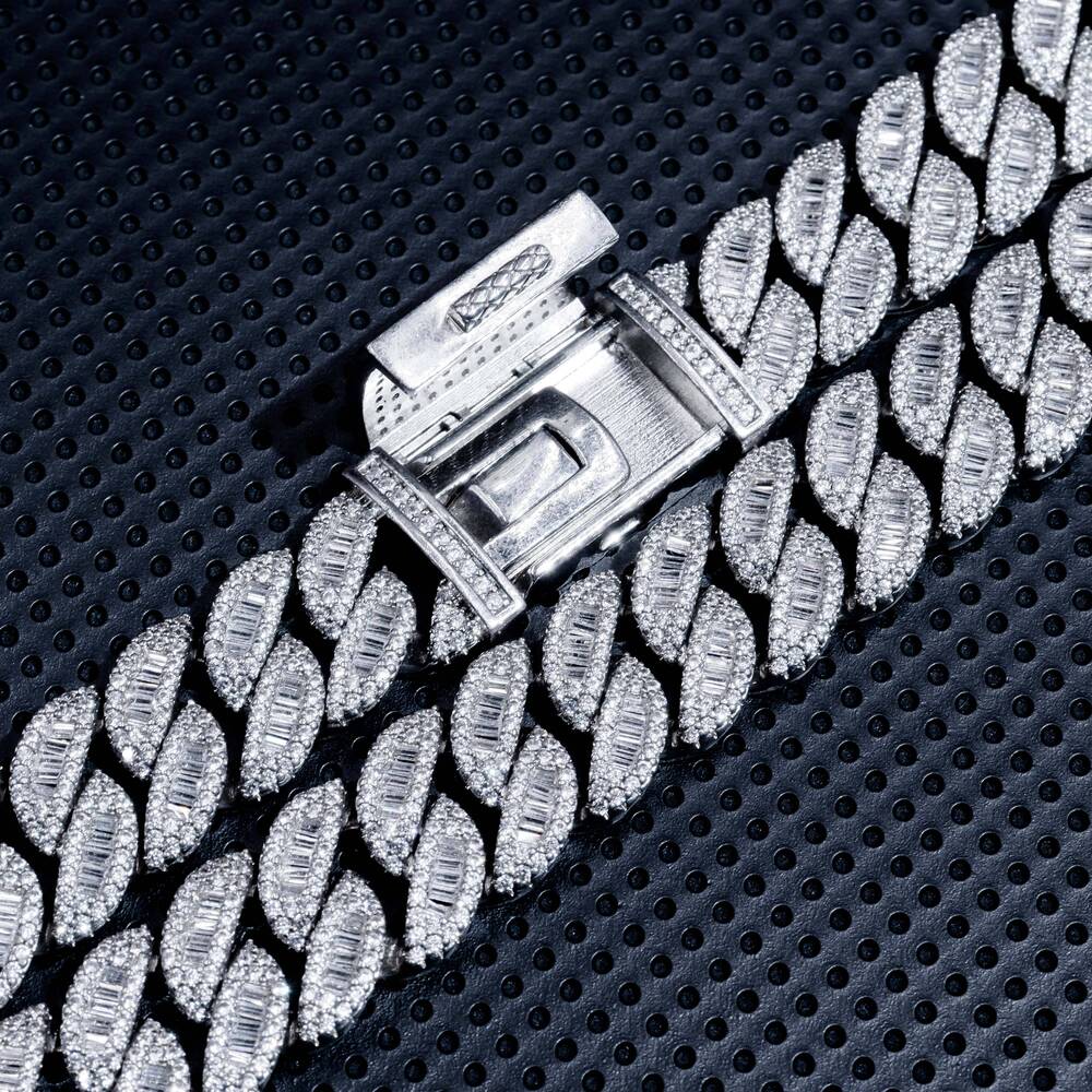 Hip Hop Luxury Vvs Moissanite Multiple Width Length Cuban Link Chain Men 925 Silver Plated Iced Out Necklace