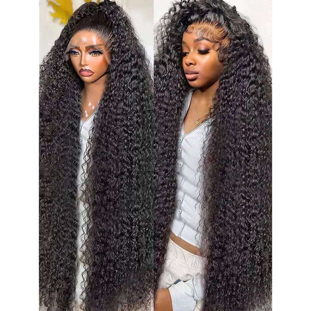 Transparent 250% Density Water Culry 360 Full Frontal Human Hair 40Inch Deep Wave 13x4 13x6 Hd Lace Front Wig For Women