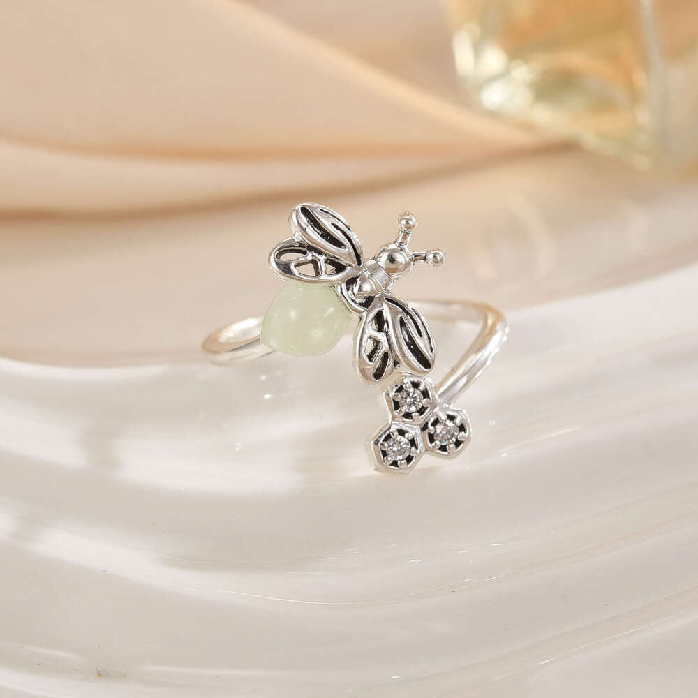 Heat Glow Firefly Honeycomb Open Simple Personality Adjustable Ring 637