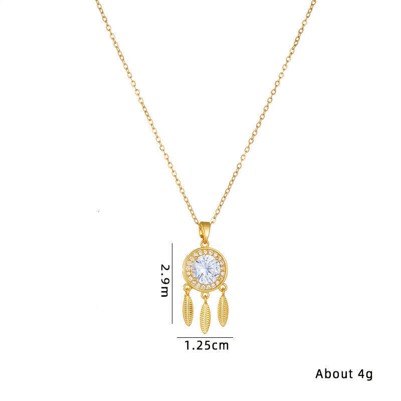 Titanium Steel Necklace For Women Tiktok Dream Catcher Niche Design Sense Elegant Versatile Zircon Collarbone Chain Accessory 0Dd