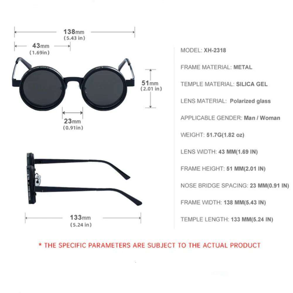 KLASSNUM New ND Filter Sunglasses ND9 Adjustable Polarized Dimming Sun Vintage Round Frame Glasses Men Fishing Driving