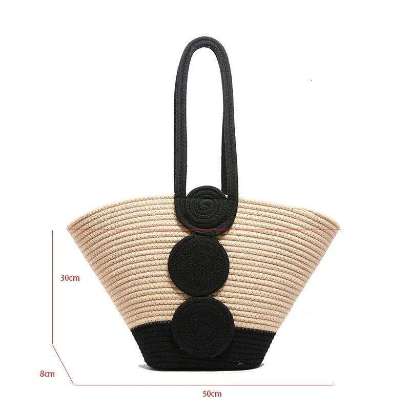 Fashion Large Tote Straw Handbags Designer Woven Women Shoulder Bags Bohemian Beach Bag Travel Sac A Main