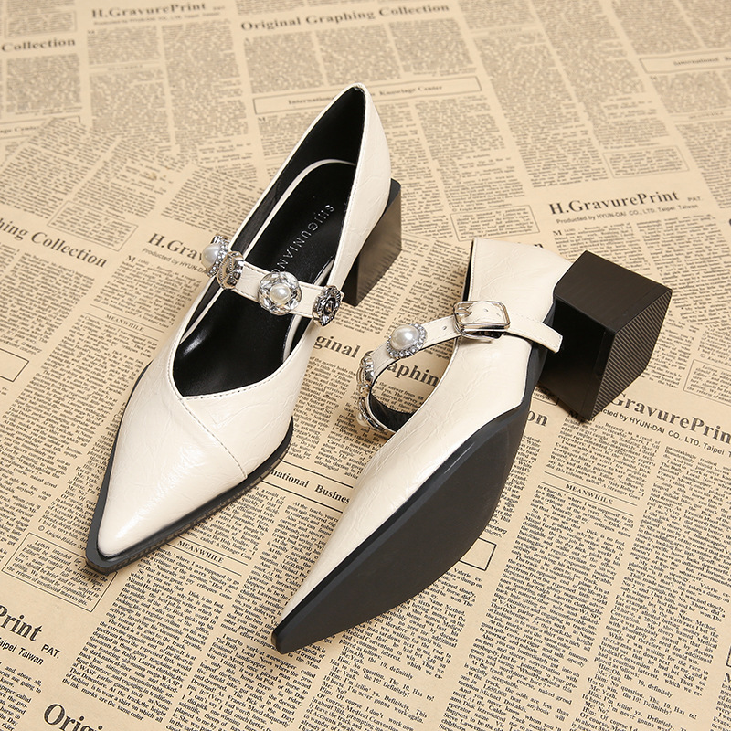1665-5 Comfortable High Heels with a Sense of Sophistication, 2025 New Shallow Mary Jane Versatile Single Shoes ddmysaturn