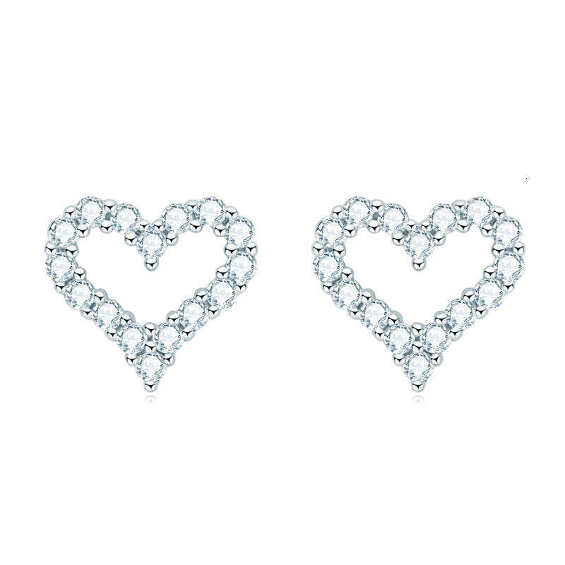 Niche Design High-End Sweet Heart-Shaped S Pure Sier Light Moissanite Heart Earrings Versatile Simple 9A3
