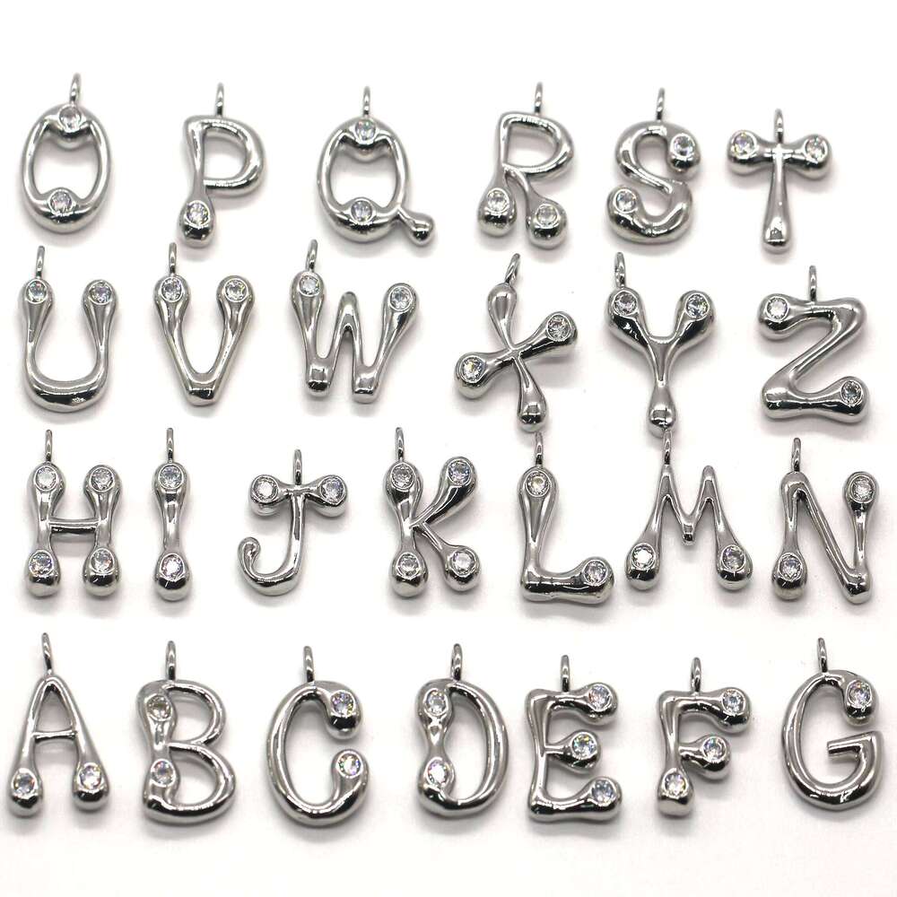 Accessories Electroplated Stainless Steel Initial Zircon Brass Letter Pendant Jewelry